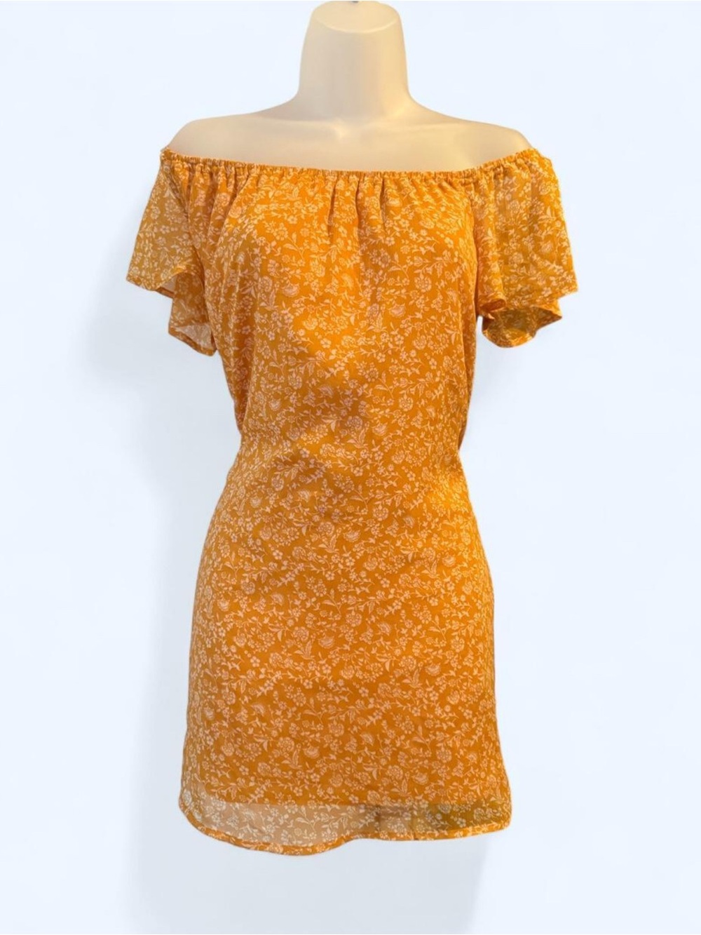 Forever 21 Yellow Floral Off-Shoulder Mini Dress